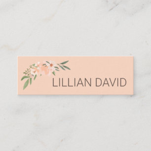 Cartão De Visita Mini Blush Peach Watercolor Floral Rosa e Sage Greenery