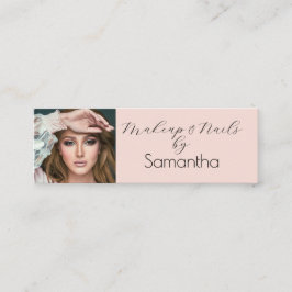Cartão De Visita Mini Blush Pink Black Script Photo Makeup