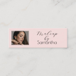 Cartão De Visita Mini Blush Pink Black Script Photo Makeup