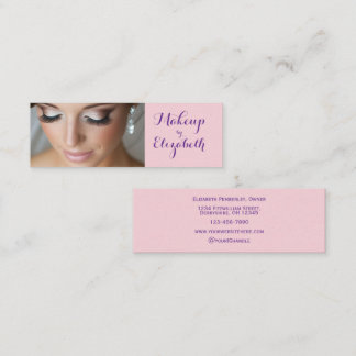 Cartão De Visita Mini Blush Pink Purple Script Photo Makeup