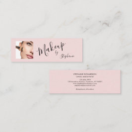 Cartão De Visita Mini Blush Rosa Preto Script Foto Makeup 
