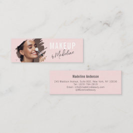 Cartão De Visita Mini Blush Rosa Preto Script Foto Maquiagem