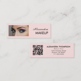 Cartão De Visita Mini Blush Rosa Preto Script Foto Maquiagem 