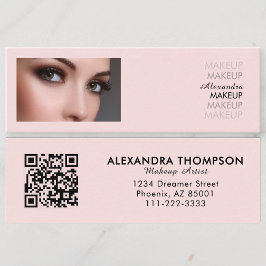 Cartão De Visita Mini Blush Rosa Preto Script Foto Maquiagem 