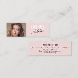 Cartão De Visita Mini Blush Rosa Preto Script Foto Maquiagem