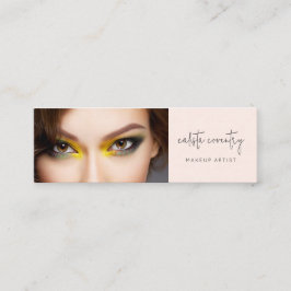 Cartão De Visita Mini Blush Rosa Preto Script Foto Maquiagem
