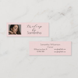 Cartão De Visita Mini Blush Rosa Preto Script Foto Maquiagem