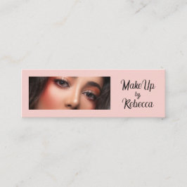 Cartão De Visita Mini Blush Rosa Preto Script Foto Maquiagem Mini
