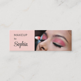 Cartão De Visita Mini Blush Rosa Preto Script Foto Maquiagem Mini Negóci