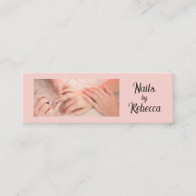 Blush Rosa Preto Script Foto Unha Manicure Mini