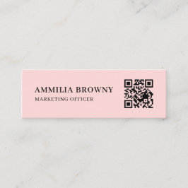Cartão De Visita Mini Blush Rosa QR | Contato Personalizado Pastel Femin