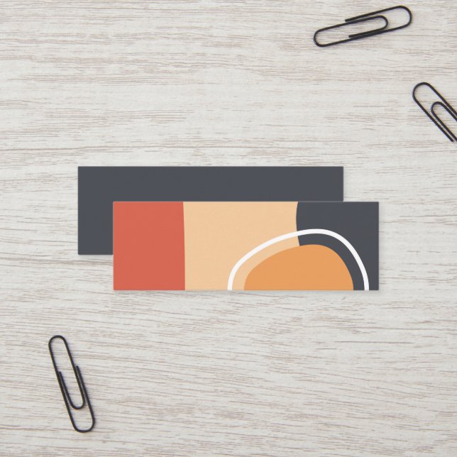 Cartão De Visita Mini Boho art, terracotta red, blue, white line art (Frente/Verso In Situ)