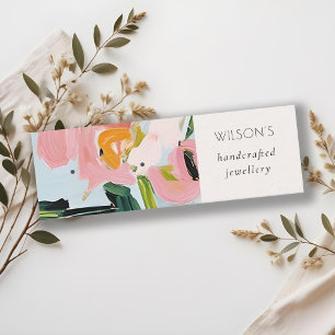 Cartão De Visita Mini Boho Cor-de-rosa Azul Pintado Olhos Florais