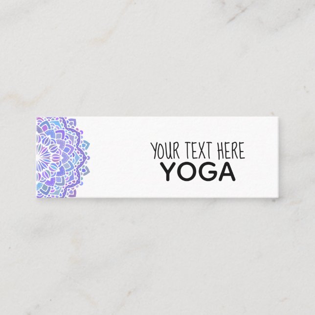 Cartão De Visita Mini Boho Purple Mandala Yoga (Frente)
