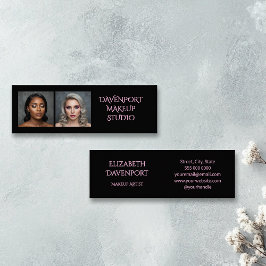 Cartão De Visita Mini Bold Black and Blush Pink 2 Photo