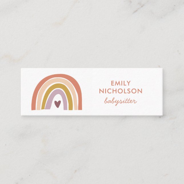 Cartão De Visita Mini Bonito Lavanda Arco-Íris Boho Babysitter (Frente)