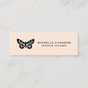 Cartão De Visita Mini Bonito Peach Watercolor Butterfly Logo Creative