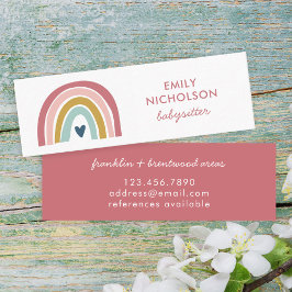 Cartão De Visita Mini Bonito Rainbow Pink Marinho Mostarda Boho Babysitt