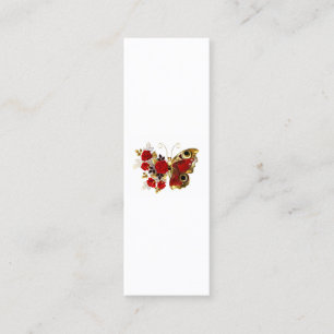 Cartão De Visita Mini Borboleta de flor vermelha com rosas vermelhas