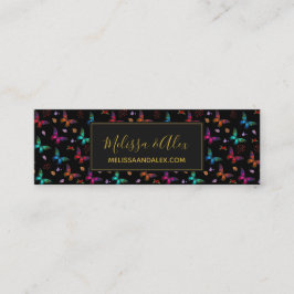 Cartão De Visita Mini Borboletas coloridas elegantes em preto