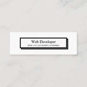 Cartão De Visita Mini Botão mínimo de Web site preto para desenvolvedo