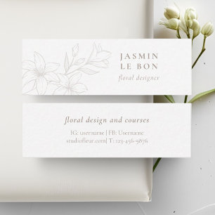 Cartão De Visita Mini Branca Flor Minimalista Chic