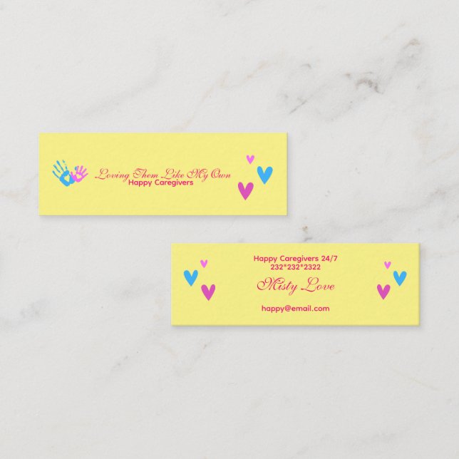 Cartão De Visita Mini Brilhante para os cuidadores 24 e 7 (Frente/Verso)