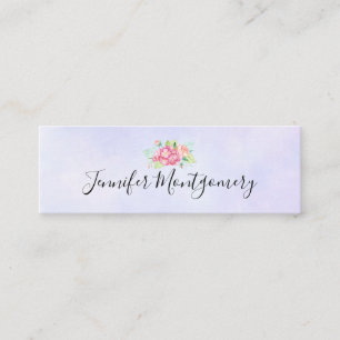 Cartão De Visita Mini Buquê de Aquarela Rosa Elegante