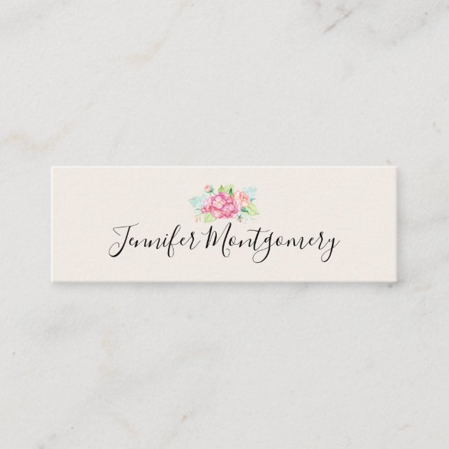 Cartão De Visita Mini Buquê de Aquarela Rosa Elegante (Frente)