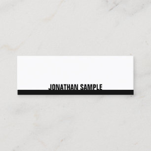 Cartão De Visita Mini BW Moderno Elegante Negro Branco Simples Profissio