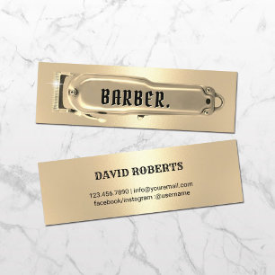 Cartão De Visita Mini Cabeçalho do Clipper do ouro Barber Compro Cabelei
