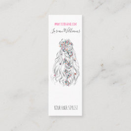 Cartão De Visita Mini Cabelo de Casamento Estilhador Preto Cabelo de Ond