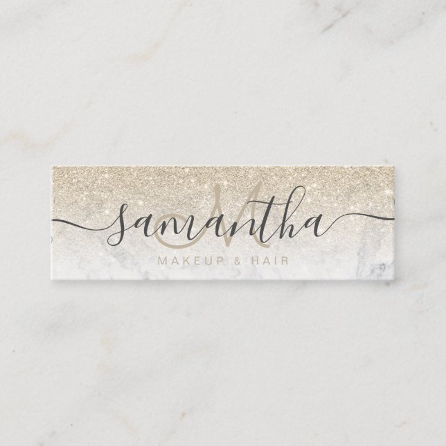 Cartão De Visita Mini Cabelo de maquilhagem de bolhas de ouro leve e mod (Frente)