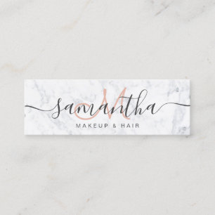 Cartão De Visita Mini Cabelo de mármore branco na moda elegante moderno