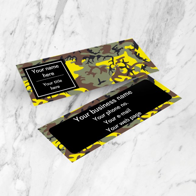 Cartão De Visita Mini Camuflagem Amarela e Marrom, Militar, Exército (Criador carregado)