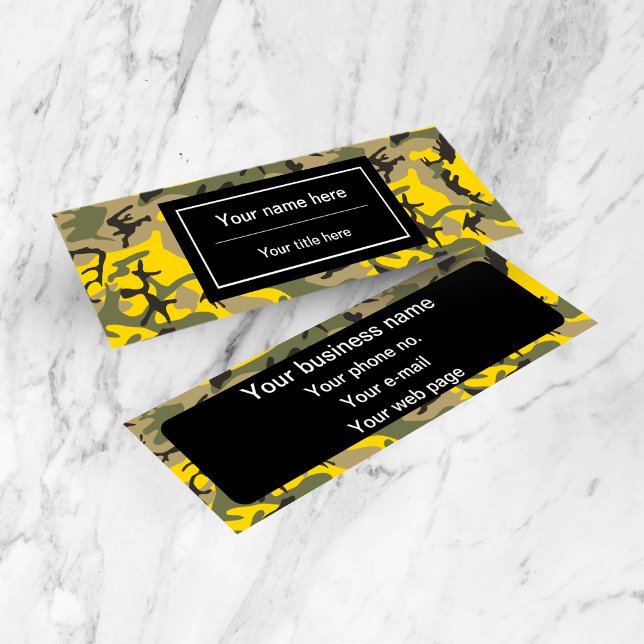 Cartão De Visita Mini Camuflagem Amarela e Verde, Militar, Exército (Criador carregado)