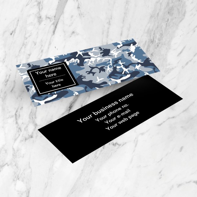 Cartão De Visita Mini Camuflagem Azul da Neve de inverno, Militar, Exérc (Criador carregado)