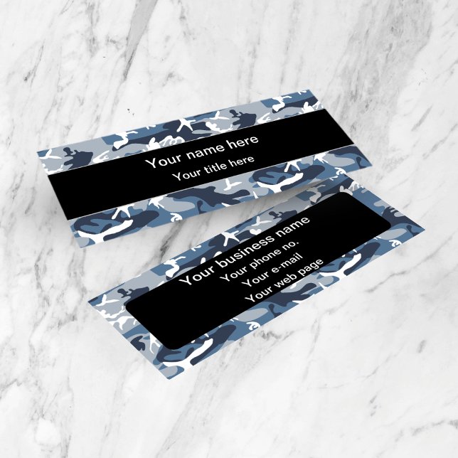 Cartão De Visita Mini Camuflagem Azul da Neve de inverno, Militar, Exérc (Criador carregado)