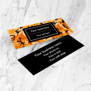 Cartão De Visita Mini Camuflagem Laranja, Militar, Exército