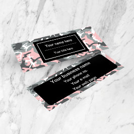 Cartão De Visita Mini Camuflagem rosa e Cinza, Militar, Exército