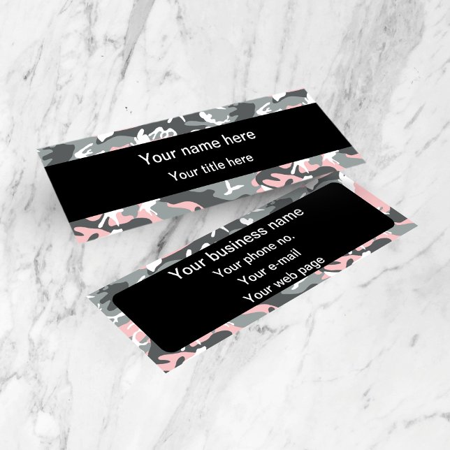 Cartão De Visita Mini Camuflagem rosa e Cinza, Militar, Exército (Criador carregado)