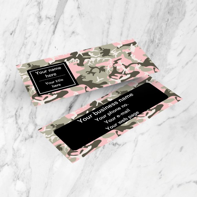 Cartão De Visita Mini Camuflagem rosa e verde, Militares, Exército (Criador carregado)