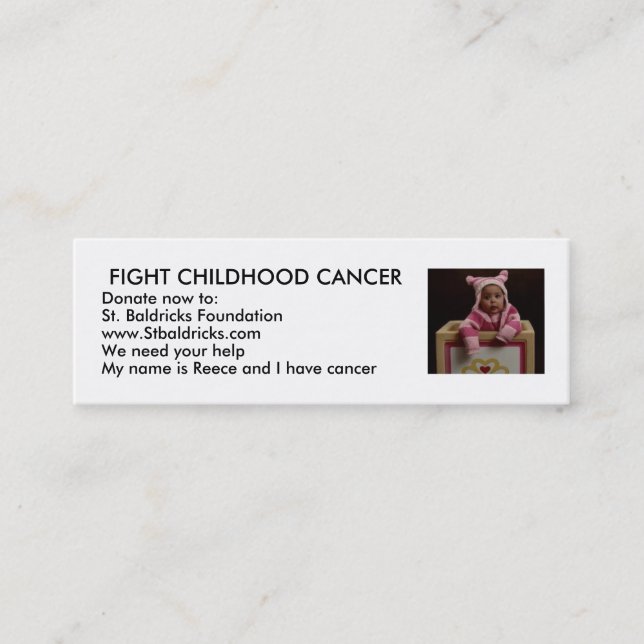 Cartão De Visita Mini Cancer da infância da luta (Frente)