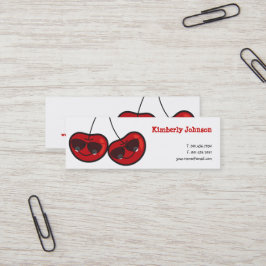 Cartão De Visita Mini Cartografia Divertida e Legal cerejas Cheeky com ó