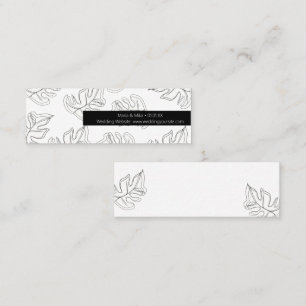 Cartão De Visita Mini Casamento Botânico Monstera Preto Branco