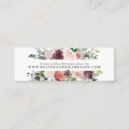 Cartão De Visita Mini Casamento Floral Rosa-Rosa-Rosa-Blush-Charm-Burgun