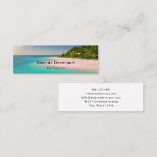 Cartão De Visita Mini Cena de praia tropical oceano água-marinha
