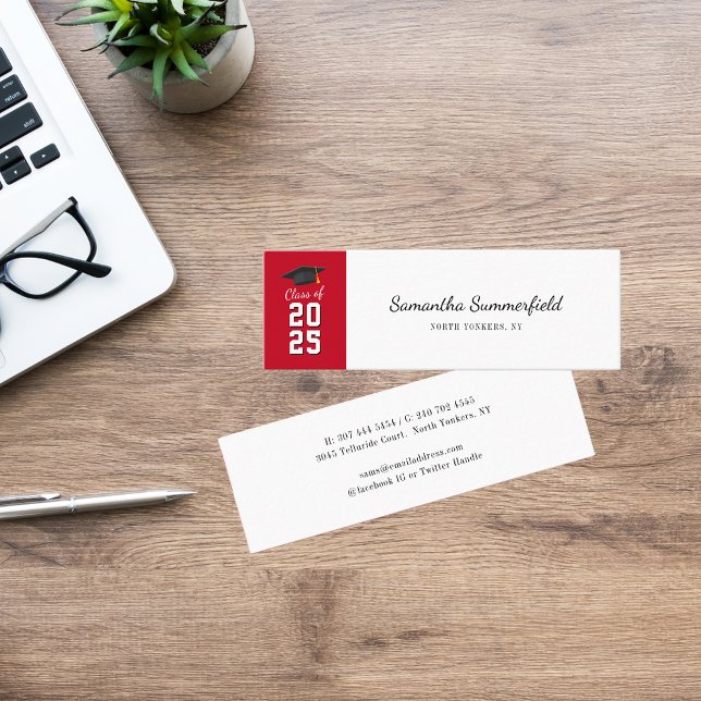 Cartão De Visita Mini Chamada de Script Moderno para Graduação 2025 (Graduation 2025 Modern Script Calling Mini Business Card)