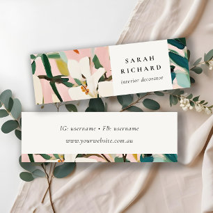 Cartão De Visita Mini Chic Boho Cor-de-rosa Cor-de-rosa Verde Pintado Fl