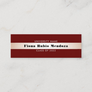 Cartão De Visita Mini Chic Burgundy Rosa com nome de graduação Dourado